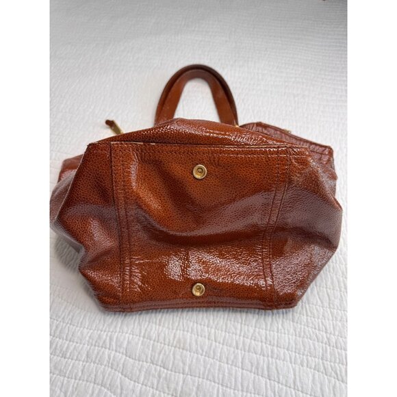 Yves Saint Laurent Vintage Downtown Patent Leather Shoulder Strap Brown Purse - Picture 4 of 14